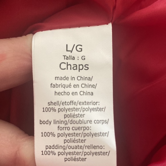 Chaps Mens Ralph Lauren Red Black Zip Front Puffer Lightweight Vest Pockets Sz L - Picture 3 of 12